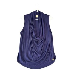 MICHAEL KORS Sleeveless Drape Neck Cowl Neck Top Blue Women's M